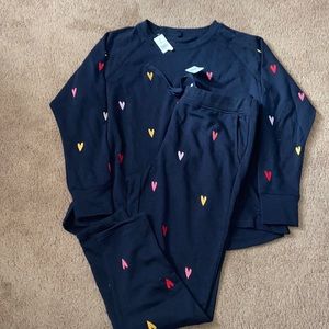 Lou & Grey Embroidered Hearts Sweats Set (Pants + Top)